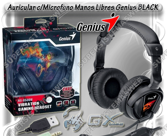 Auricular GAMER vincha c/Vibracion mic rebatible Genius HS-G500V